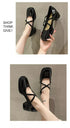 Square Toe Casual Brief Strap Block Heels